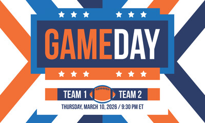 Fototapeta premium Game Day. American football playoff. Super Party in United States. Final game of regular season. Professional team championship. Ball for american football. Sport poster. Vector illustration