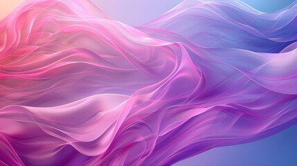 Abstract Flowing Silk Fabric Background in Pastel Pink, Purple, and Blue Gradient Colors