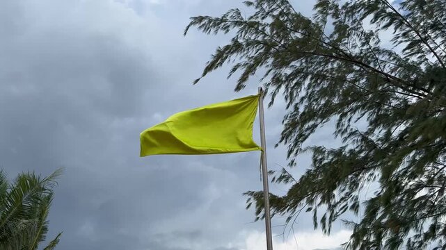 Yellow Flag on Ong Lang Beach, Phu Quoc Island, Vietnam 