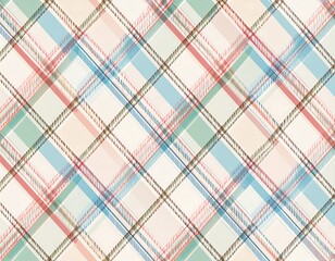 Diagonal, colorful plaid pattern with soft pastel hues