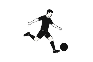 black and white vector kicking the ball