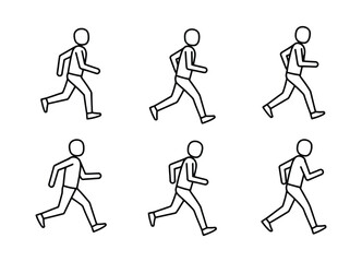Animated Sequence of Running Stick Figures Depicting Movement and Activity