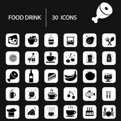 Food and drink web icons in line style vector illustration
