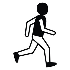 Dynamic Monochromatic Stick Figure Running Pose Illustrating Active Movement