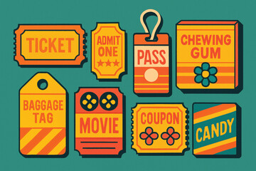 Naklejka premium Retro Style Vintage Tickets and Tags Collection baggage tag
