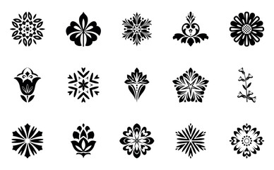 Flower icons set. Isolated elements for design. Vector graphics.