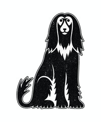 Distressed Retro Afghan Hound Silhouette Graphic Art.