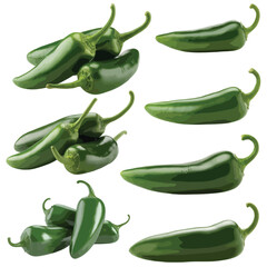 Fresh green jalapeño peppers collection vibrant and spicy produce for culinary use