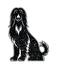 Grunge Style Fluffy Dog Vector Art.