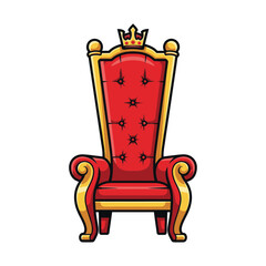 Royal Throne Chair with Crown – Luxury Furniture, King Seat, Monarch Symbol Vector Illustration