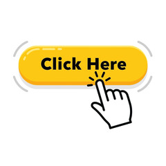 Click Here Button with Hand Cursor – Call to Action, Web Design, UI Element, Online Interaction Icon