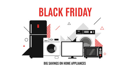 Black Friday big savings on home appliances Retail sale illustration