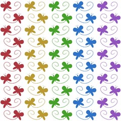 Seamless pattern colorfull butterfly on white background