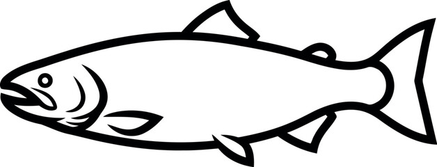 Simple line drawing of a salmon fish in profile
