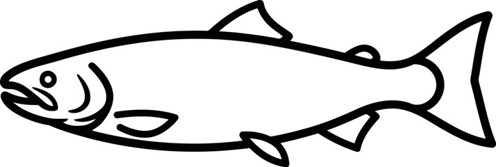Obraz premium Simple outline drawing of a salmon fish swimming