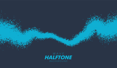 Abstract vector torn halftone fluid wave. Scratched dotted pop art wavy dynamic texture.