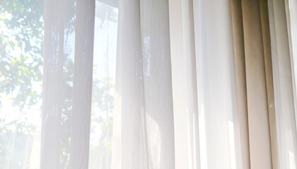 PNG 透過原稿  カーテン 透過 光 日差し 柔らか 窓 緑 木漏れ日 朝 癒やし 静寂 白 テクスチャ 室内 風 プライバシー 自然光 ぼかし 木陰 安らぎ