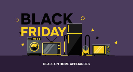 Black Friday illustration Major sale event on home appliances and electronics
