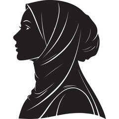 Silhouette of a woman wearing a hijab, showcasing elegance and cultural identity isolated on white background