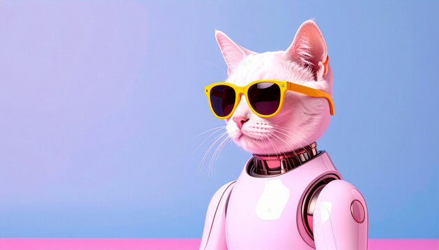pink cat with sunglasses - Powered by Adobe
