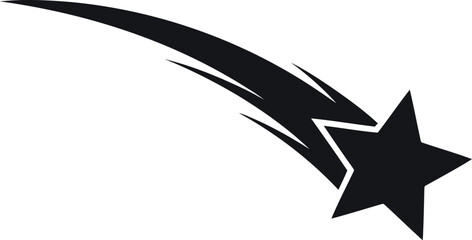 Abstract black silhouette of a shooting star streaking across white