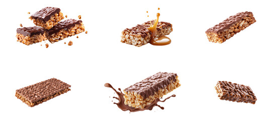 Obraz premium Crispy wafer chocolate set. wafer chocolate isolate on white.