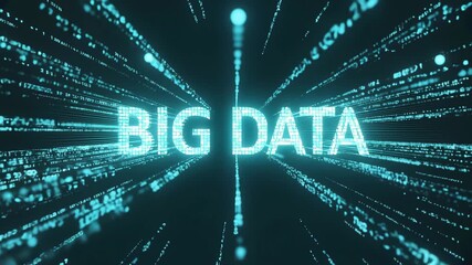 Dynamic big data visualization pulsing with digital information and glowing data streams, perfect for technology and futuristic concepts - Powered by Adobe