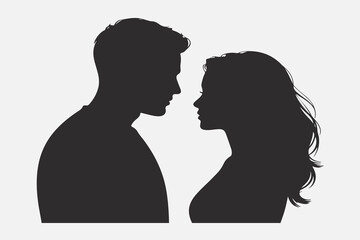 Silhouette of Couple Facing Each Other
