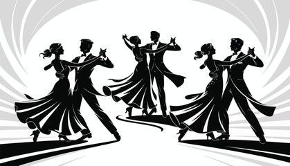 Ballroom Dance Silhouettes in Motion
