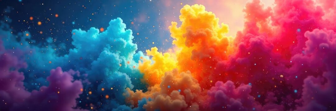 Vibrant, saturated hues explode in a dynamic display of color  A kaleidoscope of bright shades creates a powerful visual impact, ideal for projects needing bold and energetic imagery ,  rich,  vivid