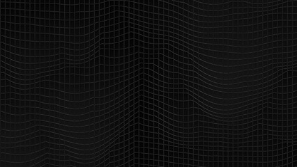 Obraz premium Abstract Black Background with White Grid Lines and Dots Creating a Digital Matrix Effect