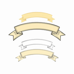 Ribbon simple black thin line icons vector set