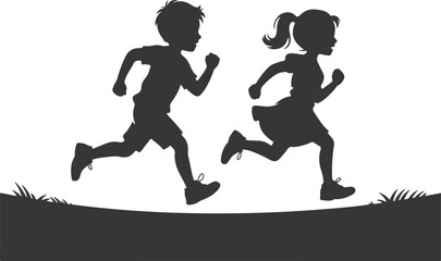 Children Running Silhouette