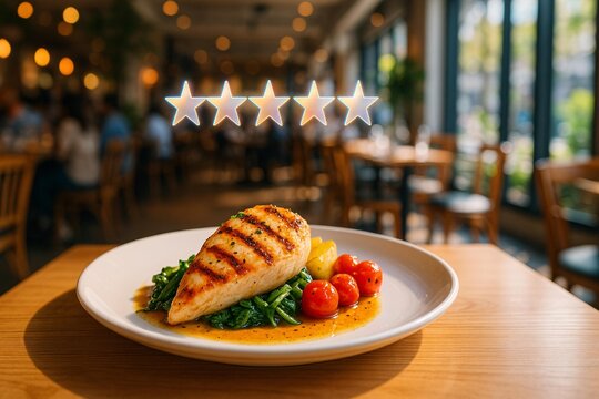 Gourmet Restaurant Dish with Five-Star Rating – Perfect Dining Experience Representation