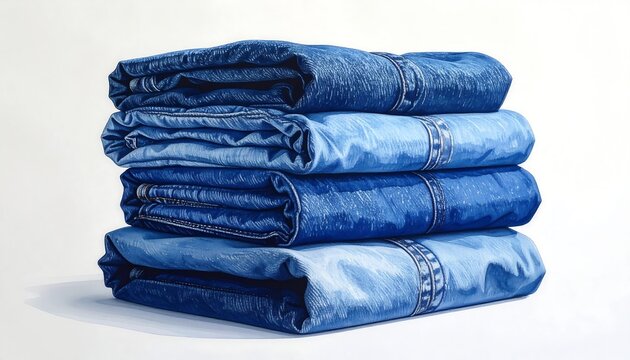 Stack of folded denim jeans
