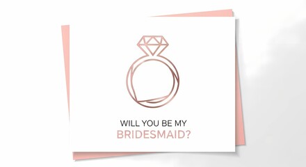 Charming bridesmaid proposal card with a delicate rose gold ring design, perfect for wedding planning and celebrating friendship, a sweet keepsake