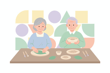Elderly couple enjoying pottery hobby creating leafimprinted clay crafts together Peaceful senior lifestyle