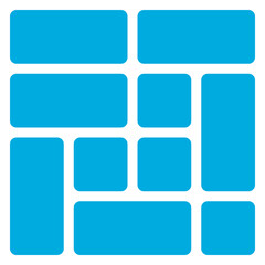 Abstract arrangement of rounded blue rectangles on a transparent background isolated on transparent background