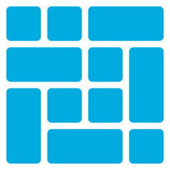 Abstract arrangement of rounded blue rectangles and squares on a transparent background isolated on transparent background