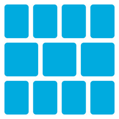A grid of nine bright blue rounded rectangles isolated on transparent background