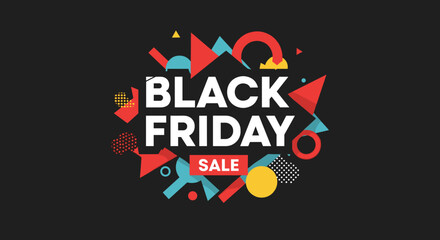 Black Friday Sale graphic design with colorful abstract geometric shapes