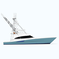 Naklejka premium Vector Boat Line Art Illustration