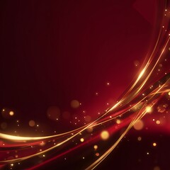 Obraz premium Abstract Red Background with Golden Light Curves
