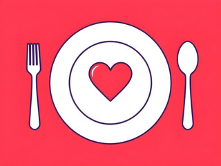 love heart, heart on plate, romantic concept, dinner love theme, Valentine’s Day idea, heart symbol, food art, romance design, love illustration, passion, affection, romantic dinner, plate decoration,