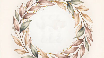 Elegant watercolor foliage wreath for wedding invitations and stationery design, perfect for adding a touch of nature and romance to your special day