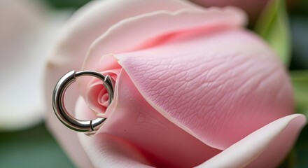 Metallic Hoop on Rose – Artistic Macro Concept