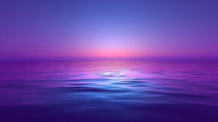 Serene ocean meets vibrant purple sky at sunset's glow.