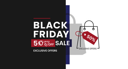 Black Friday Sale banner template with up to 50 off exclusive offers