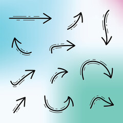 Hand drawn sketchy arrow set, doodle sketch arrows collection for infographic and design