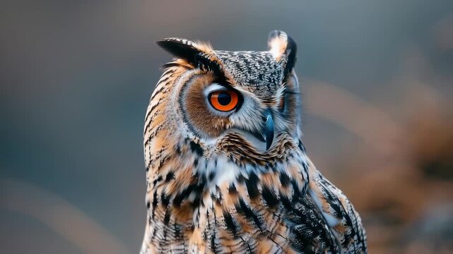 Close-up of an Owl with Red Eyes